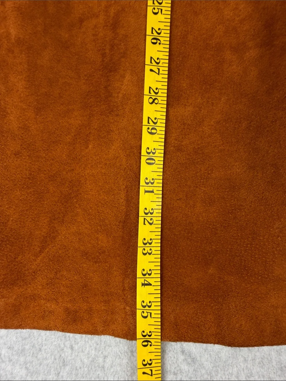 Vintage 100% Suede Leather Rust Brown Skirt Stretch Waist Size 16 Rodeo Cowgirl